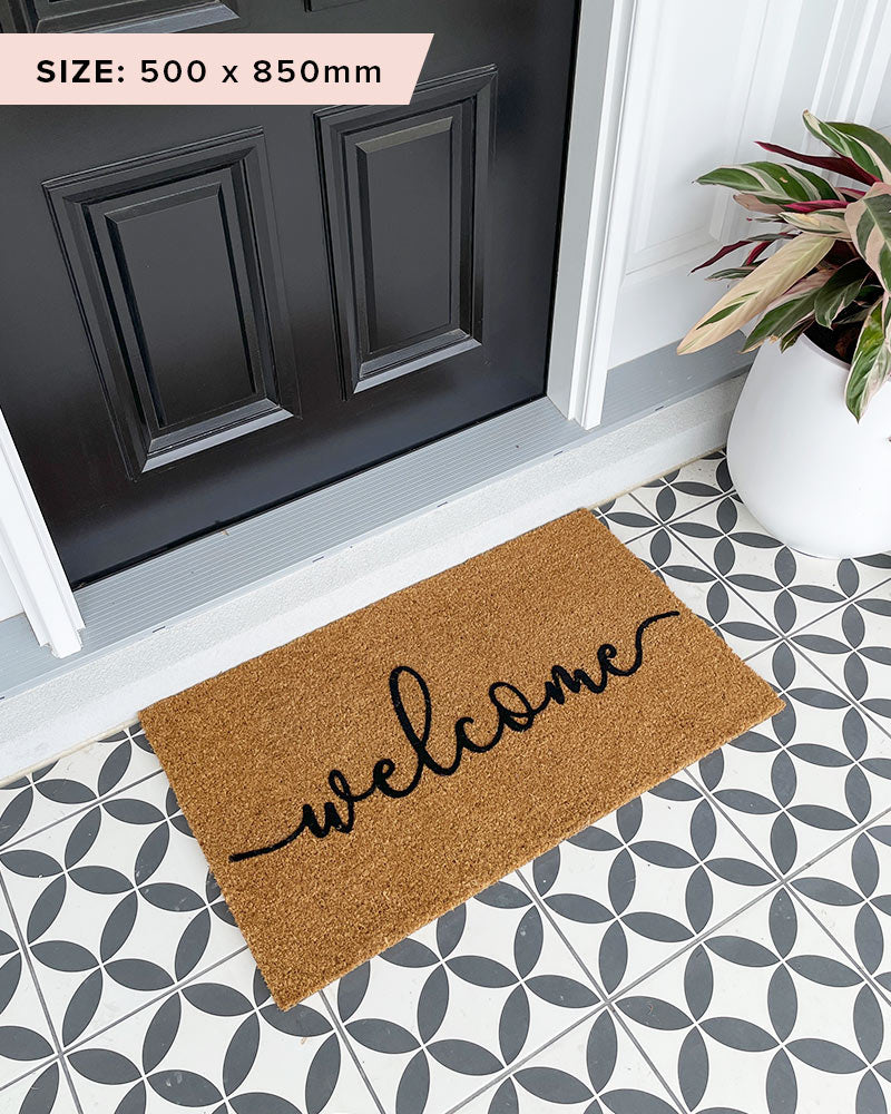 Cursive Welcome Doormat Embossed