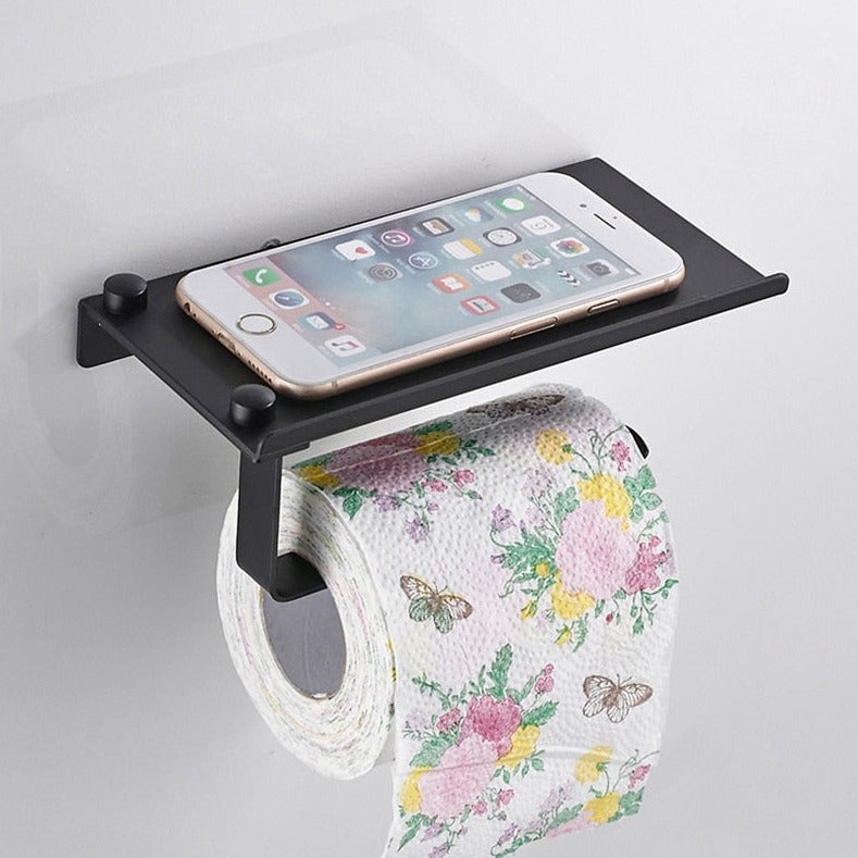 Toilet Roll Shelf Holder - Black