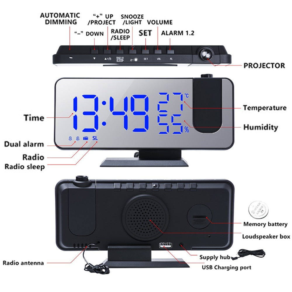 LED Projection Alarm Clock