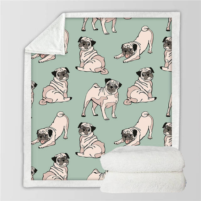 Pug Sherpa Blanket