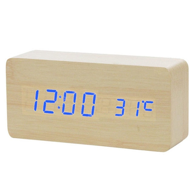 Faux Wood LED Alarm Clock