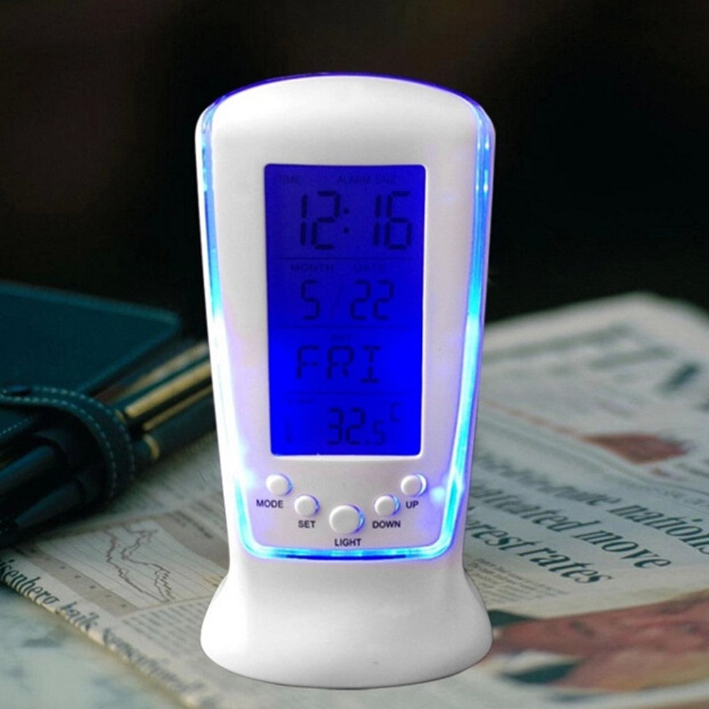 Digital Alarm Clock with Blue Backlight