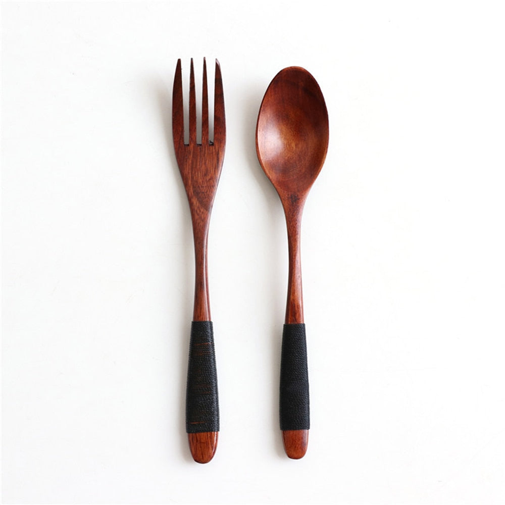 Wooden Fork and Spoon Set