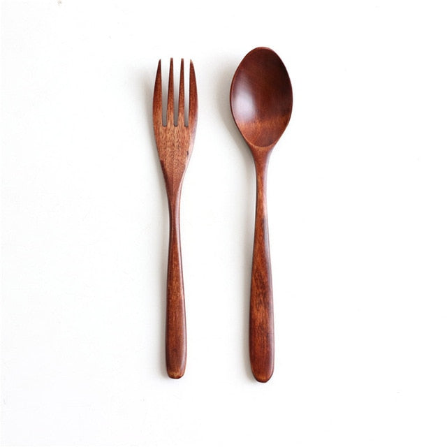 Wooden Fork and Spoon Set