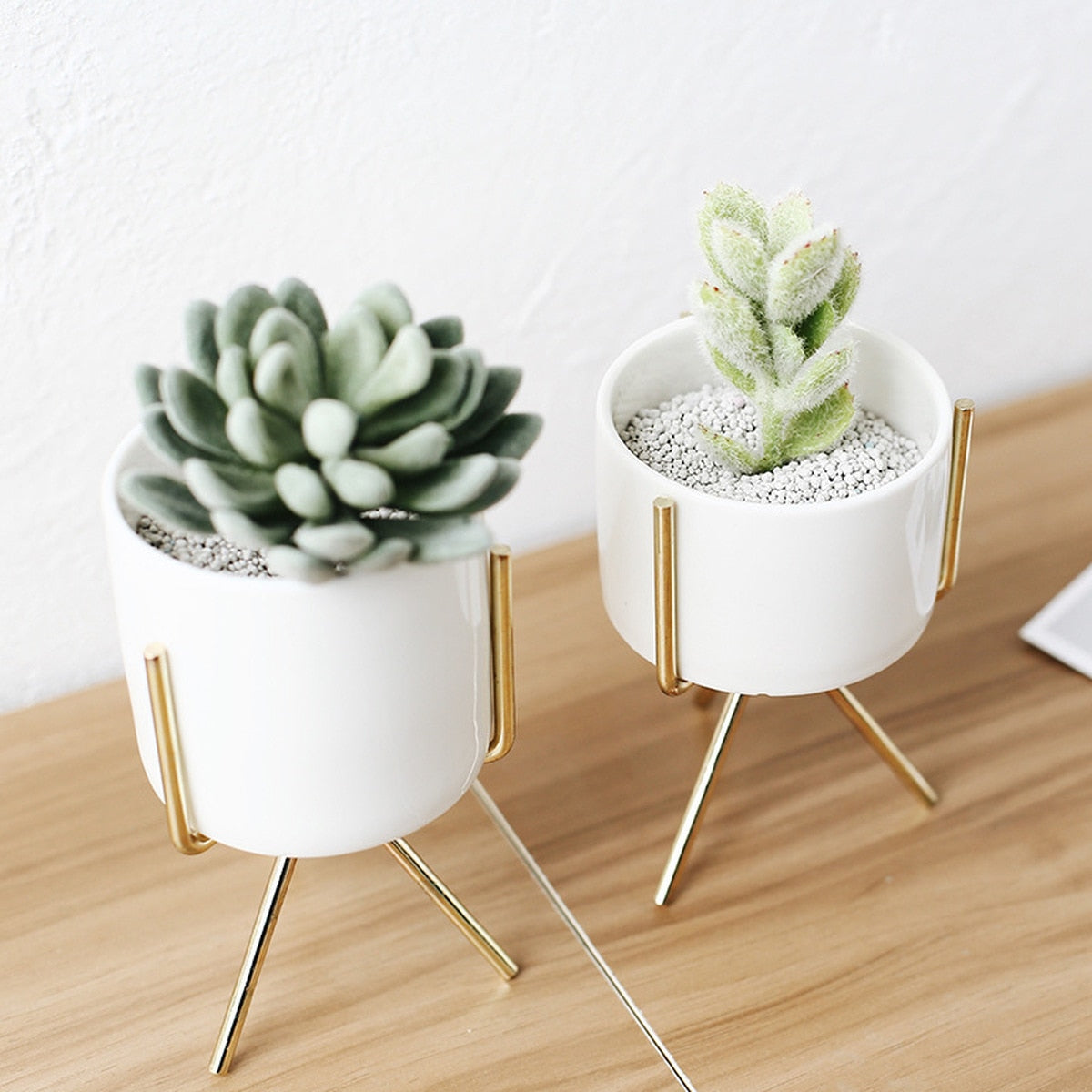 White Planter with Stand