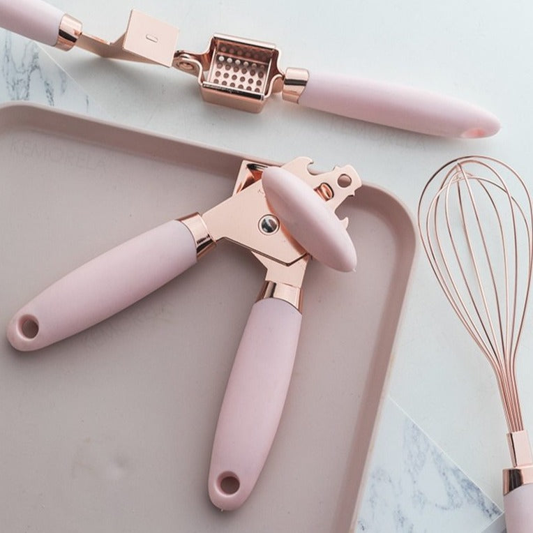 7 Piece Rose Gold Utensil Set