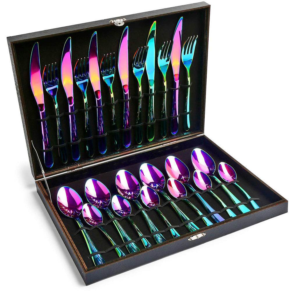 24 Piece Rainbow Cutlery Set