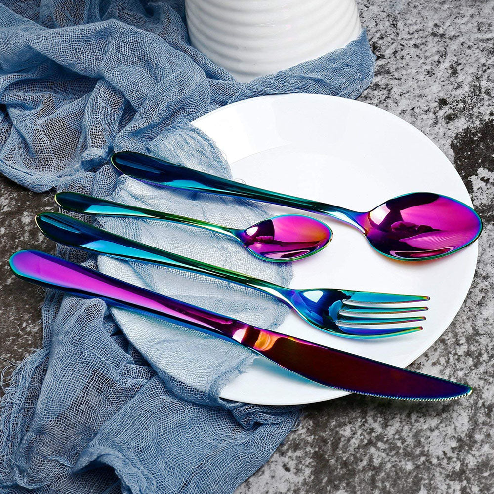 24 Piece Rainbow Cutlery Set